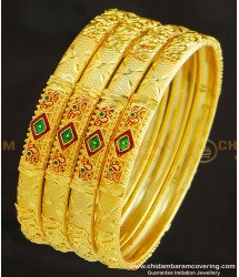 BNG241 - 2.10 Size Real Gold Design Enamel Gold Forming Designer Wedding Bangles Set Online