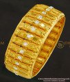 BNG243 -2.6 Size Latest Party Wear Gold Antique Look White Stone Single Kada Bangle 