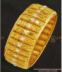 BNG243 -2.6 Size Latest Party Wear Gold Antique Look White Stone Single Kada Bangle 
