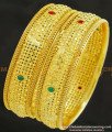 BNG244 - 2.10 Size Bridal Wear Net Design Stone Gold Forming Bangles Set Imitation Jewellery