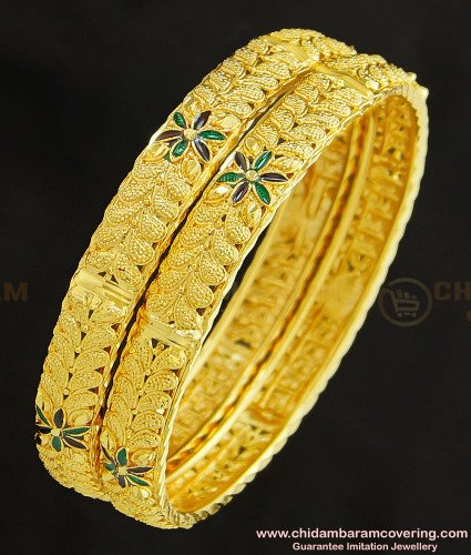 BNG252 - 2.6 Size Gold Design Enamel Coating Flower Model Bangles Imitation Jewelry