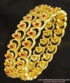 BNG260 - 2.6 Size Latest Gold Plated Broad Ruby Stone Heart Design Bangles for Indian Wedding