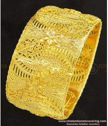BNG261 - 2.4 Size Indian Gold Pattern Flower Design Kada Bangle 1 Gram Guaranteed Bangle Online
