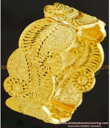 BNG262 - 2.6 Size Bridal Heavy Single Piece Gold Bangle Design Gold Plated Screw Type Designer Bangle Online 