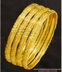 BNG266 - 2.8 Size Daily Use Gold Bangles Cutting Design Set Of 4 Pieces Bangle for Women