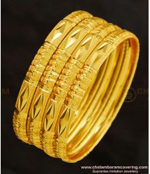 BNG271 - 2.10 Size Indian Gold Imitation Diamond Cut Bangles Design Set Of 4 Pieces for Ladies