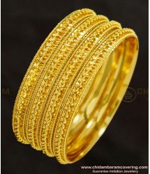 BNG274 - 2.6 Size Latest Bridal Wear Spiral Design Gold Finish Designer 4 Bangles Set Online