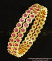 BNG281 - 2.8 Size Traditional Impon First Quality Full Ruby Stone Gold Bangles Design Panchaloha Bangles Online