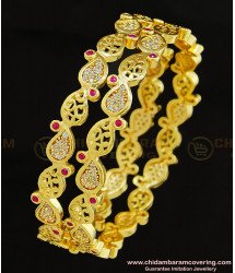 BNG283 - 2.6 Size New Model Party Wear 1 Gram Gold Plated Ad Stone Mango Design Bangle Buy Online