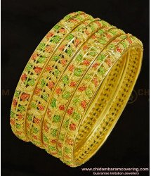 BNG291 - 2.4 Size Latest Double Colour Leaf Design Gold Forming Bangles Set Imitation Jewellery