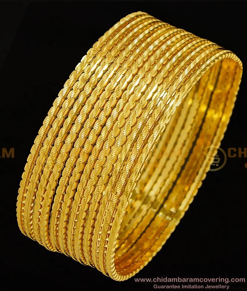 Buy Stunning Gold Fancy Designer 12 Pieces Thin Bangles for Women and Girls
