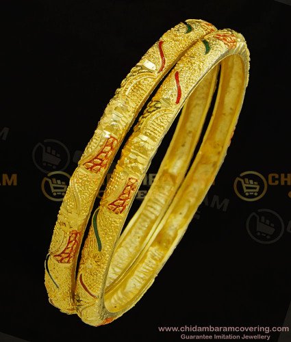 BNG305 - 2.8 Size Real Gold Design Enamel Gold Forming Designer Bridal Wear Bangles Collections Online