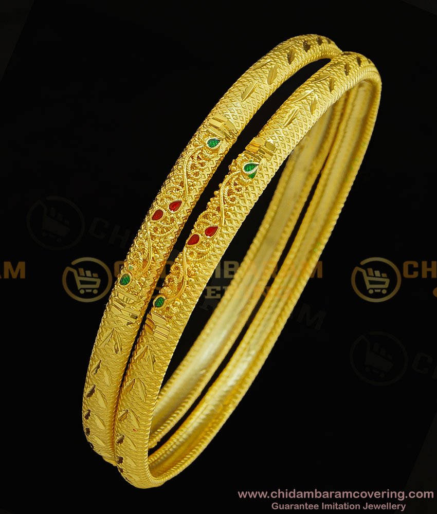 BNG306 - 2.4 Size First Quality One Gram Enamel Gold Forming Bangles Thin Daily Wear Bangles Online