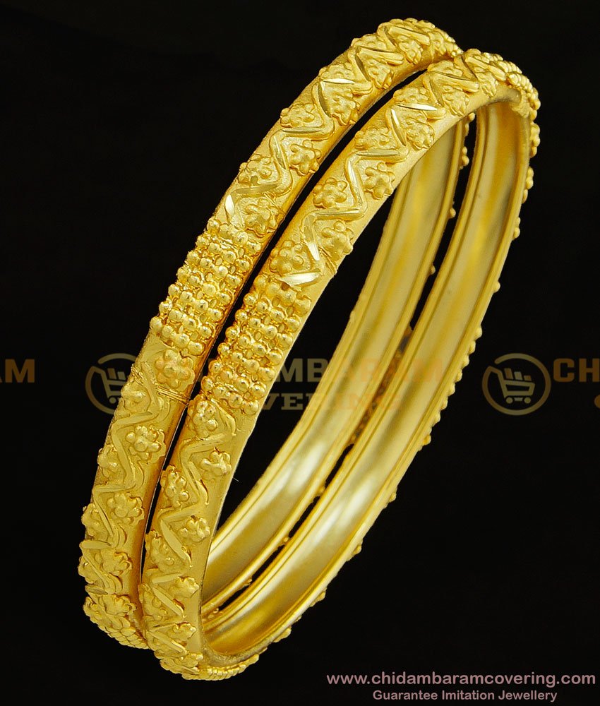 BNG307 - 2.10 Size Real Gold Colour First Quality One Gram Gold Forming Bangles Thin Daily Wear Bangles Online