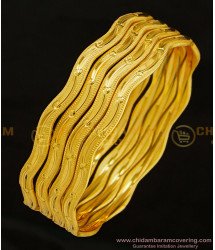 BNG315 - 2.10 Size Latest Curve Designs Gold Inspired Bangles Designs 4 Bangles Set Best Price Buy Online