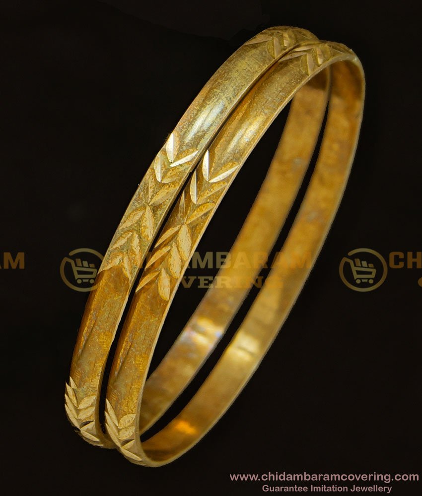 BNG321 - 2.6 Size Natural Colour Leaf Design Daily Use Five Metal Bangles for Female