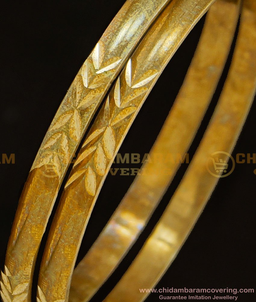 BNG321 - 2.6 Size Natural Colour Leaf Design Daily Use Five Metal Bangles for Female