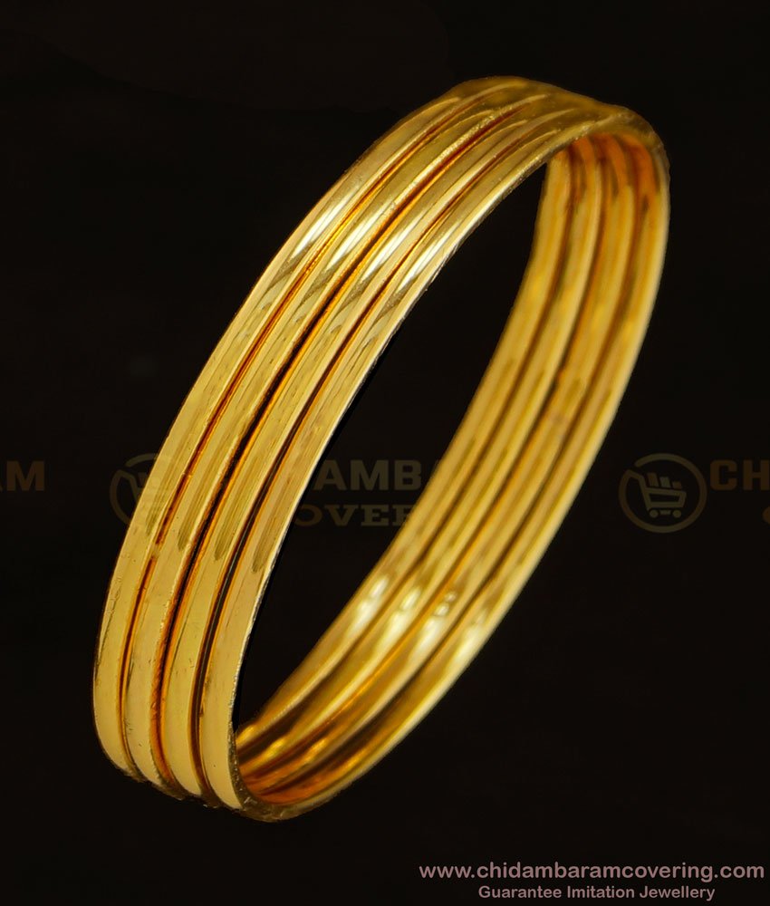 BNG327 - 2.8 Size One Gram Gold Daily Use Plain Bangles Design Set Of 4 Pcs at Best Price 