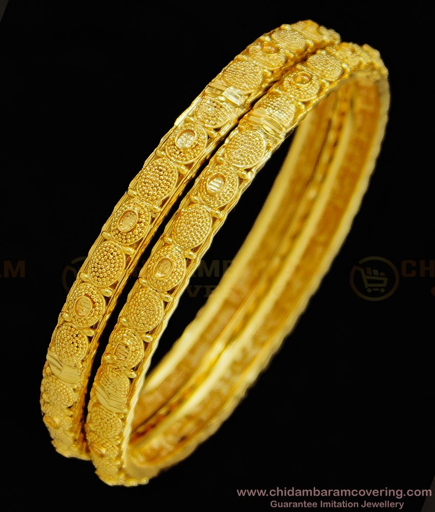 BNG331 - 2.8 Size New Pattern Gold Look Thin Bangles Design Gold Plated Jewellery Online