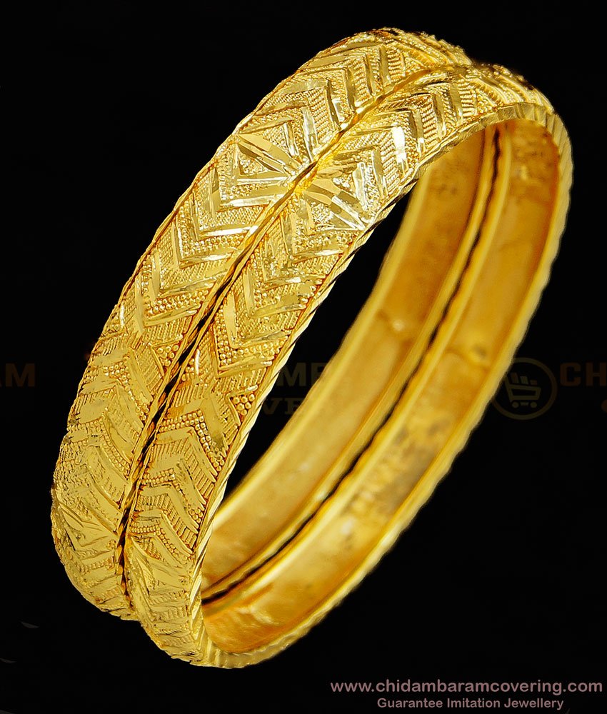 BNG332 - 2.6 Size Trending Indian Bridal Gold Look Plain Bangles Design Gold Plated Jewellery