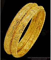 BNG334 - 2.4 Size Special Gold Design One Gram Gold Plated Guaranteed Bangles for Wedding 