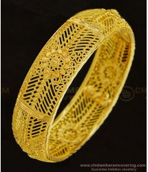 BNG336 - 2.6 Size Exclusive Gold Pattern Bangle Single Kada Flower Design Bangle for Wedding