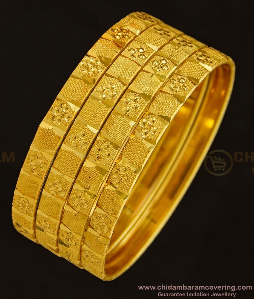BNG337 - 2.6 Size New Pattern Gold Finish Imitation Bangles Set Best Price Buy Online