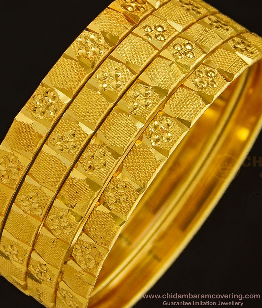 BNG337 - 2.6 Size New Pattern Gold Finish Imitation Bangles Set Best Price Buy Online