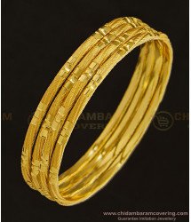 BNG344 - 2.8 Size Unique Pattern One Gram Gold Daily Use Plain Bangles Design Set Of 4 Pcs at Best Price