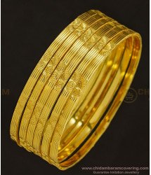 BNG346 - 2.4 Size Women 6 Bangles Set Floral Design Gold Bangles Pattern Indian Wedding Jewellery