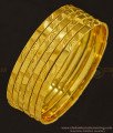 BNG347 - 2.10 Size Latest Collection Flat Design Real Gold Look Bangles Set Of 6 Bangles for Women