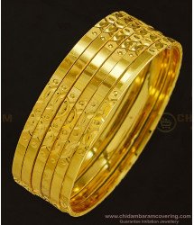 BNG348 - 2.4 Size Elegant Glossy Look Flat Design Real Gold Bangles Design Imitation Jewellery 