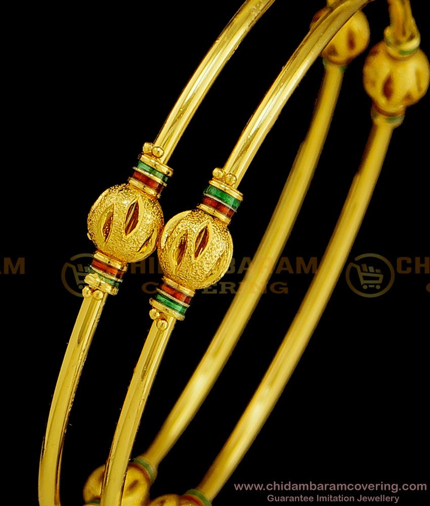 BNG363 - 2.10 Size Latest Design Daily Use Gold Plated Kambi Bangles Set for Women 