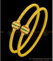 BNG367 - 2.8 Size Trendy Gold Design Spring Kappu Type Bangles Ad Stone Ball Bangles