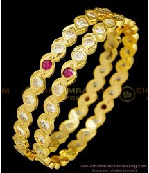 BNG369 - 2.6 Size Panchaloha Bangles Stunning Gold First Quality Ad Stone Five Metal Impon Bangles Online