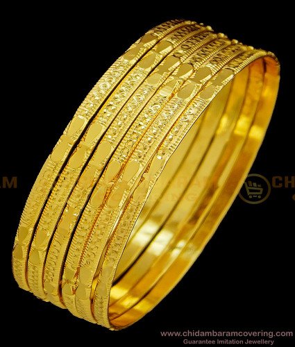 BNG371 - 2.8 Size One Gram Gold Daily Wear 6 Pcs Bangles Set Imitation Guarantee Bangle Online