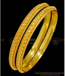 BNG374 - 2.6 Size Real Gold Design One Gram Gold Twisted Bangles South Indian Guarantee Bangle Online