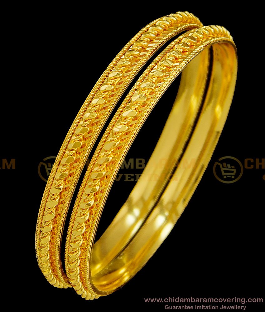 BNG374 - 2.8 Size Real Gold Design One Gram Gold Twisted Bangles South Indian Guarantee Bangle Online