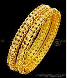 Bng377 - 2.6 Size Latest Collection Pearl Bangles White Beads Bangles Best Price Online