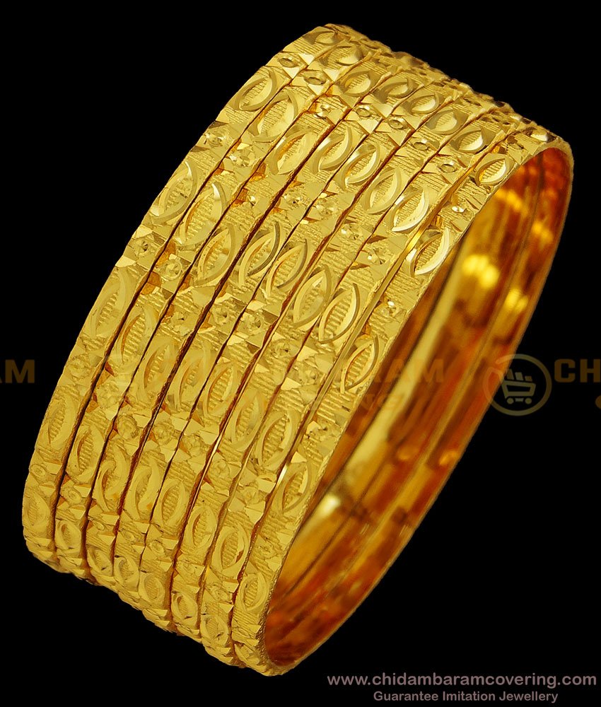 BNG391 - 2.8 Size Traditional Bridal Wear Wedding Gold Bangles Design 8 Pieces Set Buy Online