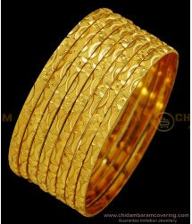BNG392 - 2.4 Size Attractive Shine Cutting Thin Bangle Set for Regular Use Gold Bangles Design 
