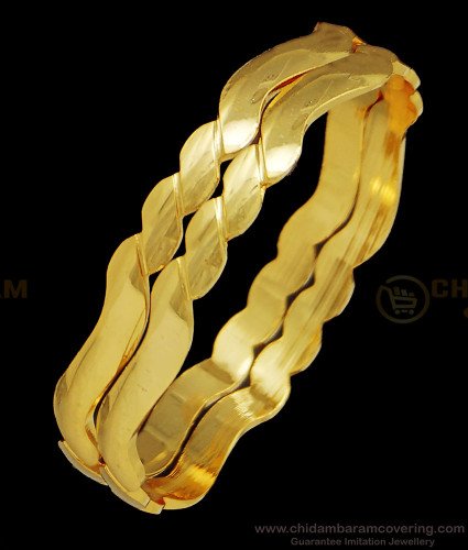 BNG407 - 2.4 Simple Bangles Daily Wear Gold Plated Plain Bangles Imitation Jewellery Buy Online