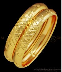BNG411 - 2.6 Size Gold Design Light Weight Diamond Cutting Gold Plated Bangles for Women