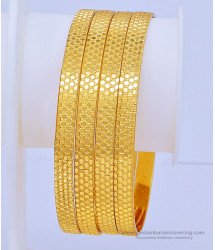 BNG440 - 2.4 Size New Pattern 1 Gram Gold Designer Dot Bangles for Women