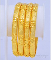 BNG442 - 2.8 Size Real Gold Look Gold Forming Plain Indian Wedding Bangles Set Online