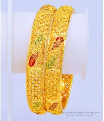 BNG446 - 2.8 Size Elegant Gold Forming Floral Design Traditional Calcutta Bangles Online Shopping 