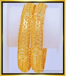 BNG460 - 2.6 Size One Gram Gold Bridal Wear Gold Look Bangles Designs Buy Online