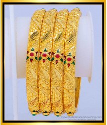 BNG475 - 2.8 Size New Model One Gram Gold Forming Gold Stone Bangles Indian Wedding Bangles Set