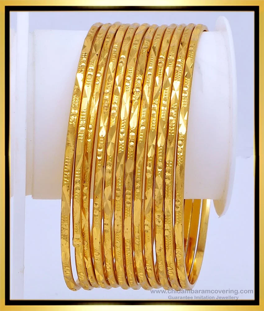 Buy Gold Bangles Design Thin Set Of 12 Bangles Set Buy Indian ...