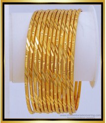 BNG491 - 2.4 Size 12 Pcs Bangles Set Daily Wear Gold Bangles Design for Ladies 